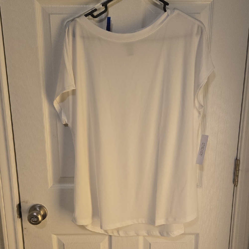 Chico's Classic Cream Short Sleeve Top